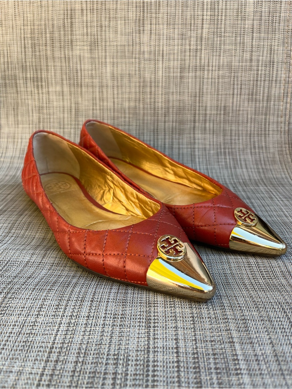 Tory Burch Leather Quilted Ballet Flats Loafers Shoes